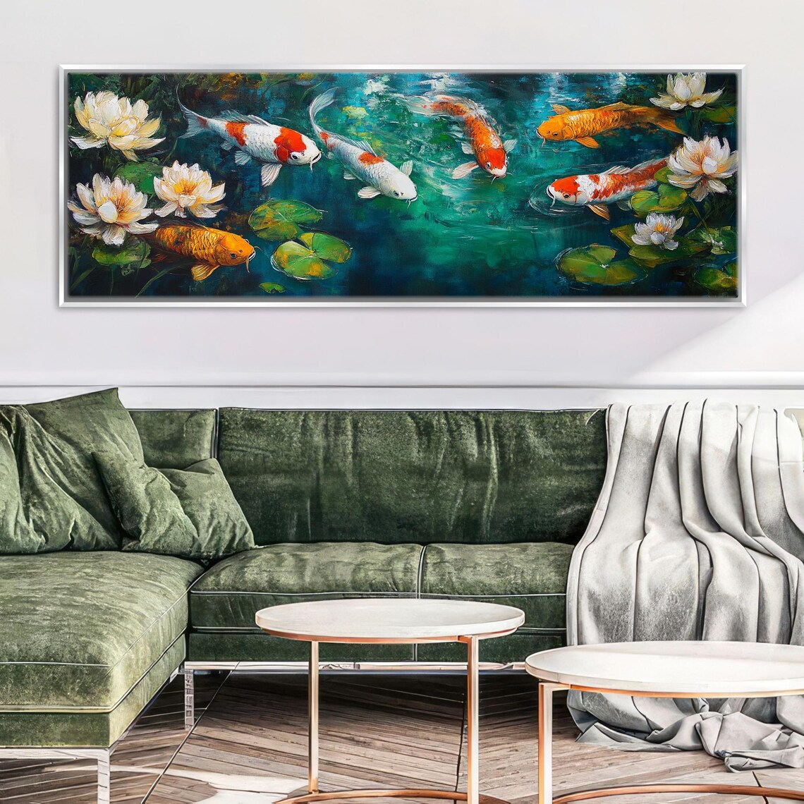 Koi Fish Zen Wall Art Print, Panoramic Horizontal - Image 5
