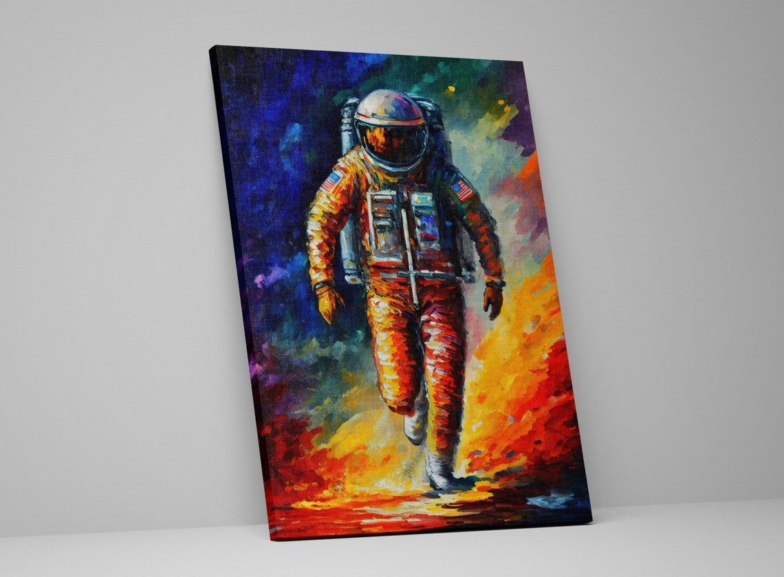 Astronaut Moon Walk Colorful Cosmic Nebula Bold Space Art Poster - Image 2