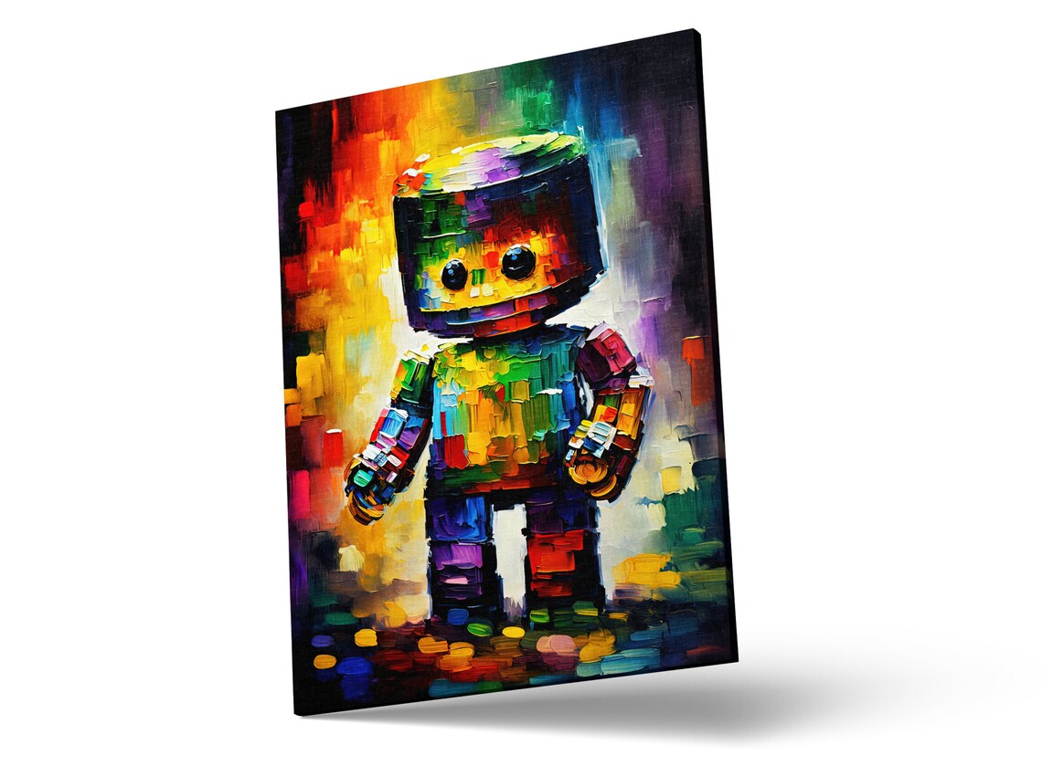 Colorful Rainbow Robot Toy Cheerful Kids Room Playful Art Poster - Image 4