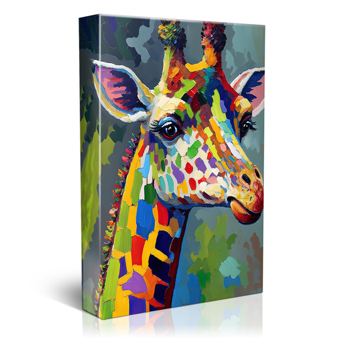 Mosaic Giraffe Portrait Colorful Impasto Side Profile Wildlife Art Print - Image 5