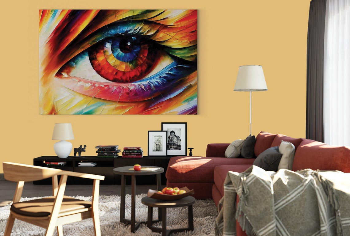 Colorful Eye Close Up Fiery Iris Impasto Abstract Face Art Poster - Image 2