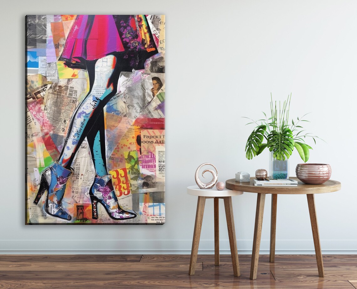 Womans Legs Painted High Heels Pop Art Collage Fashion Poster - Image 3