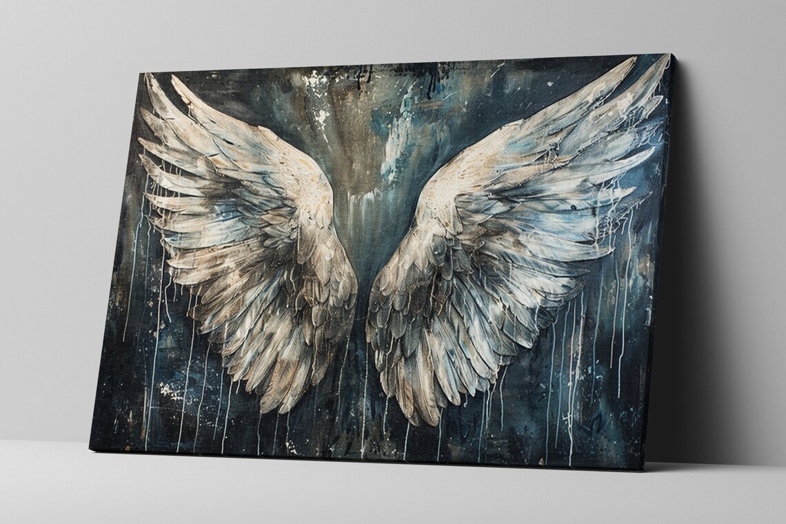 Feathered Angel Wings Spraypaint Style Art Print - Image 5
