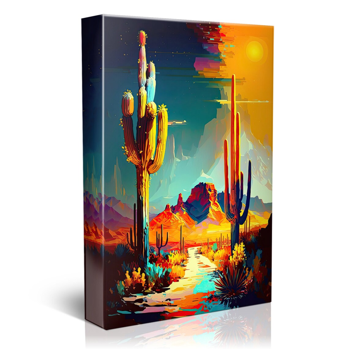 Neon Desert Modern Southwest Saguaro Art Print - Image 4
