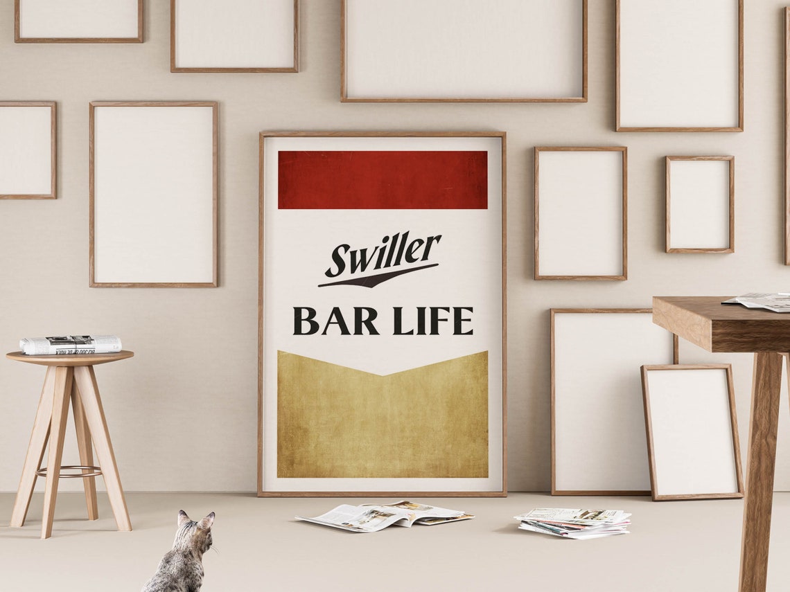 Swiller Bar Life Poster Vintage Cigarette Pack Parody Design