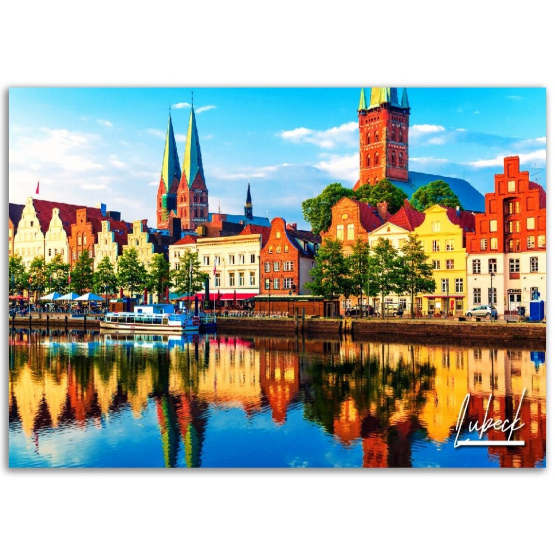 Lubeck Germany Colorful Cityscape Travel Poster