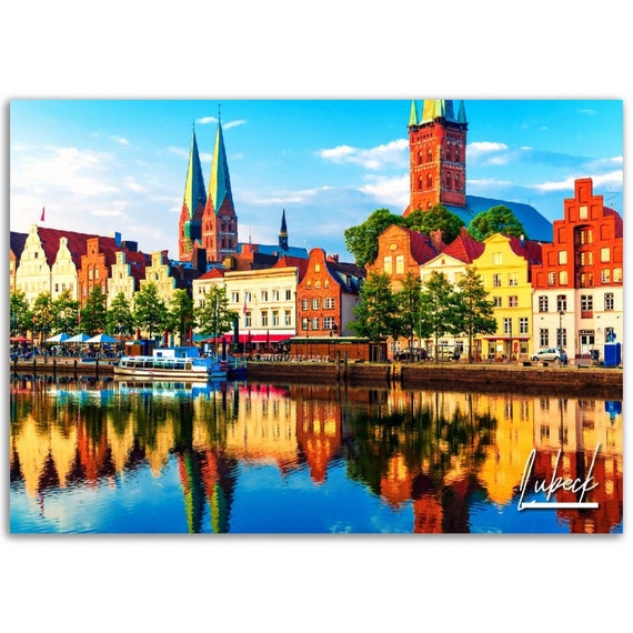 Lubeck Germany Colorful Cityscape Travel Poster