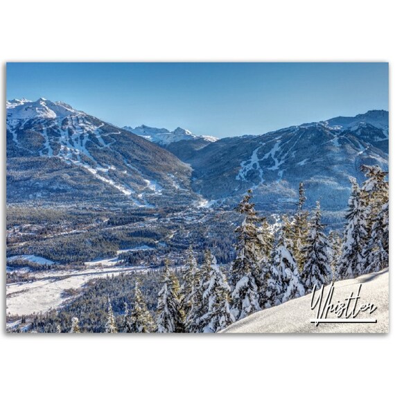 Whistler Canada Snowy Ski Peaks Evergreen Winter Scene Poster