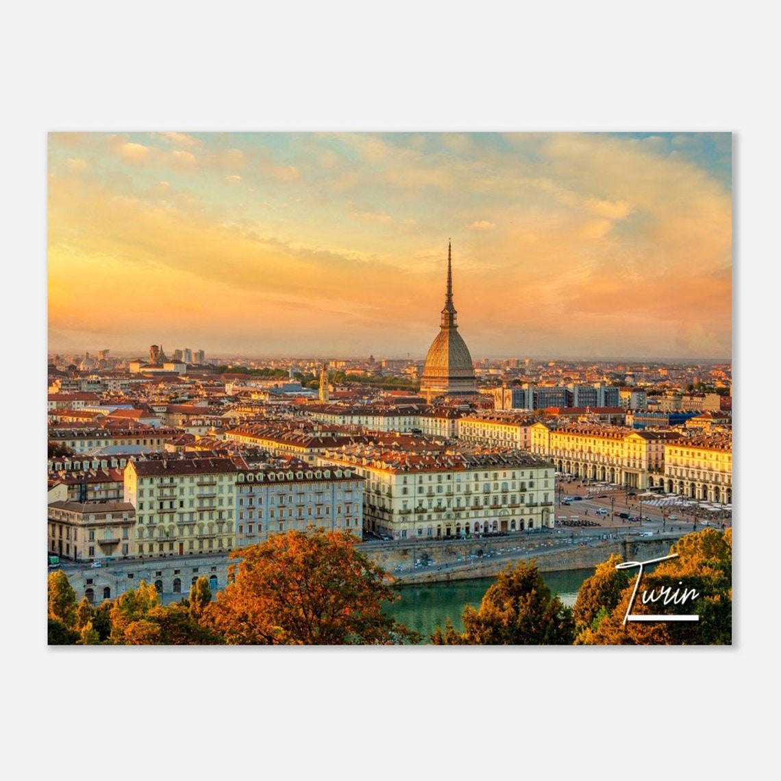 Turin Italy Skyline Poster Piedmont Travel Photography Print