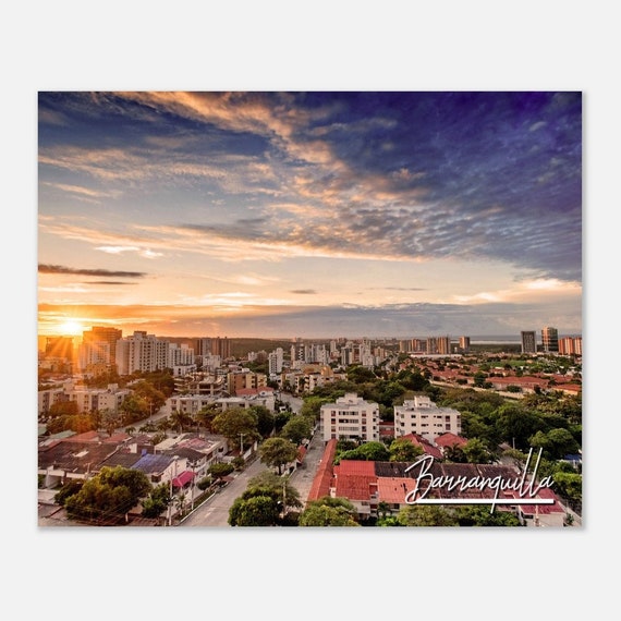 Barranquilla Colombia Skyline Poster Vibrant Travel Wall Art