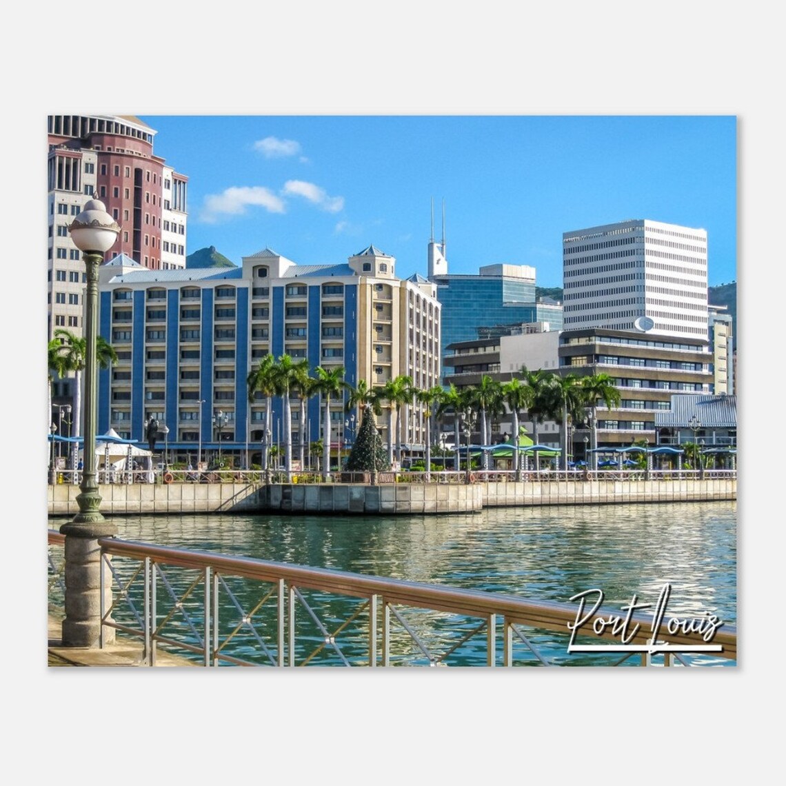 Port Louis Mauritius Waterfront Skyline City Harbor Travel Poster