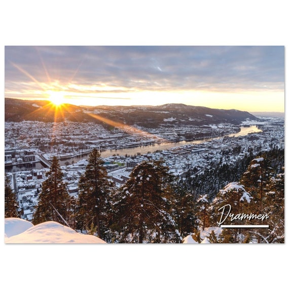 Drammen Norway Winter Cityscape Poster Print