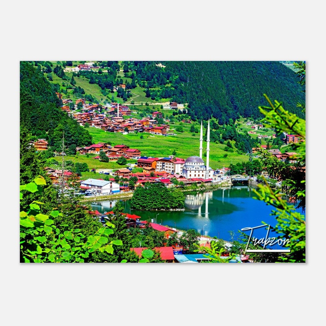 Trabzon Turkey Lakeside Mosque Green Mountain Village Poster