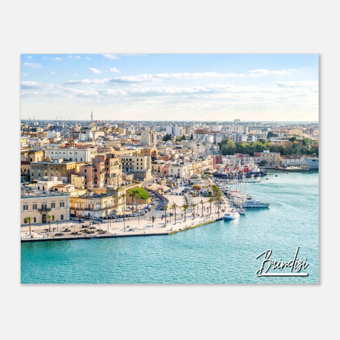 Brindisi Italy Harbor Marina Aerial Coast Mediterranean Travel Poster