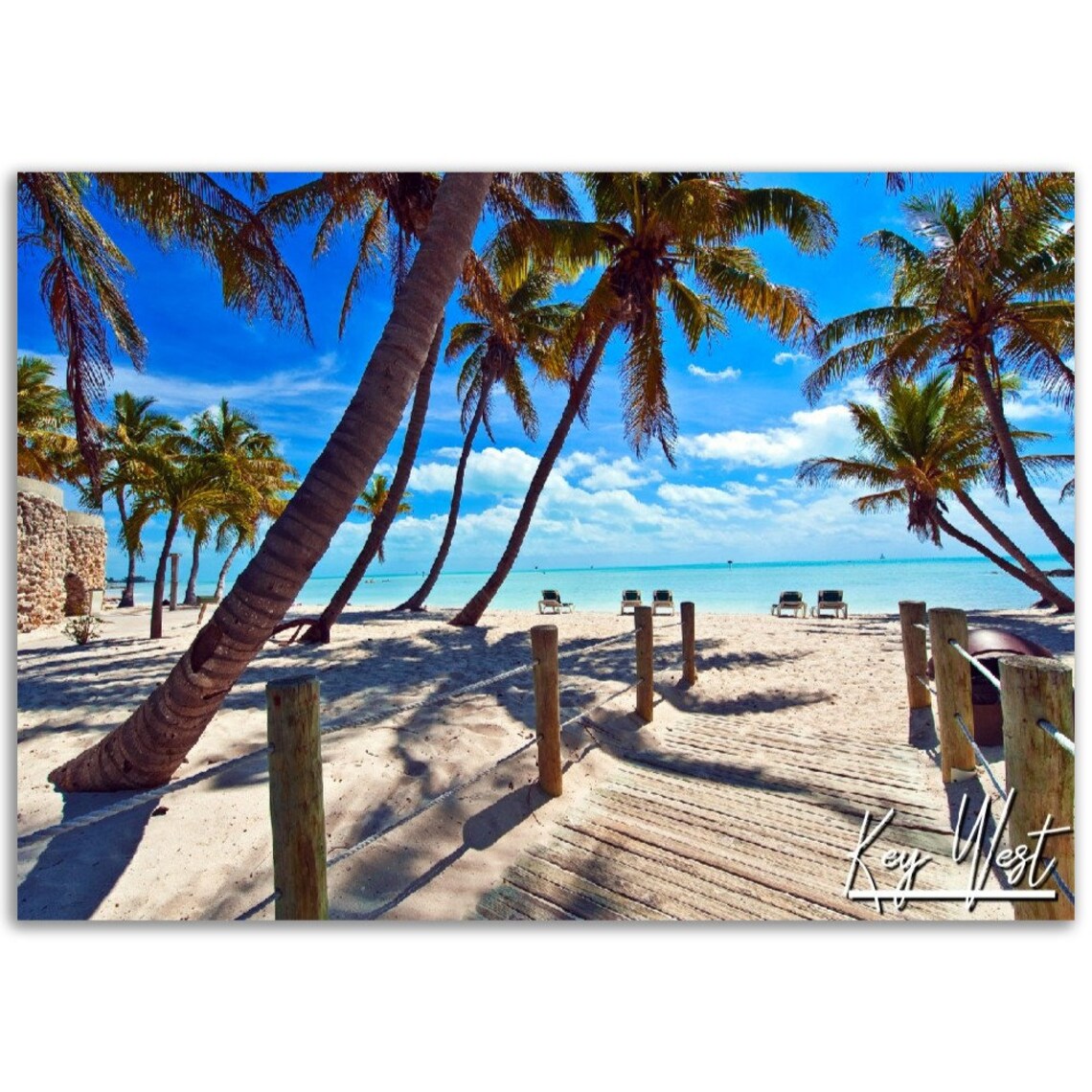 Key West Beach Florida Travel Poster, Tropical Island