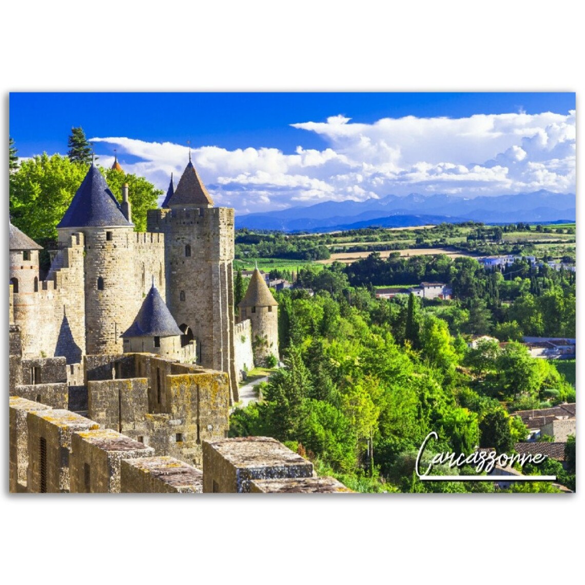 Carcassonne France Medieval Fortress Castle Travel Photo Poster