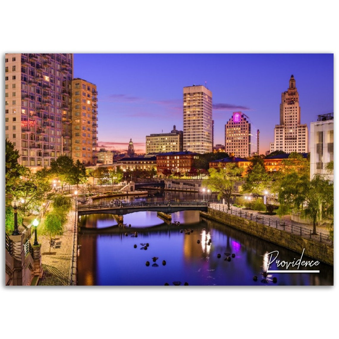 Providence Rhode Island Skyline Poster Cityscape Photography Print