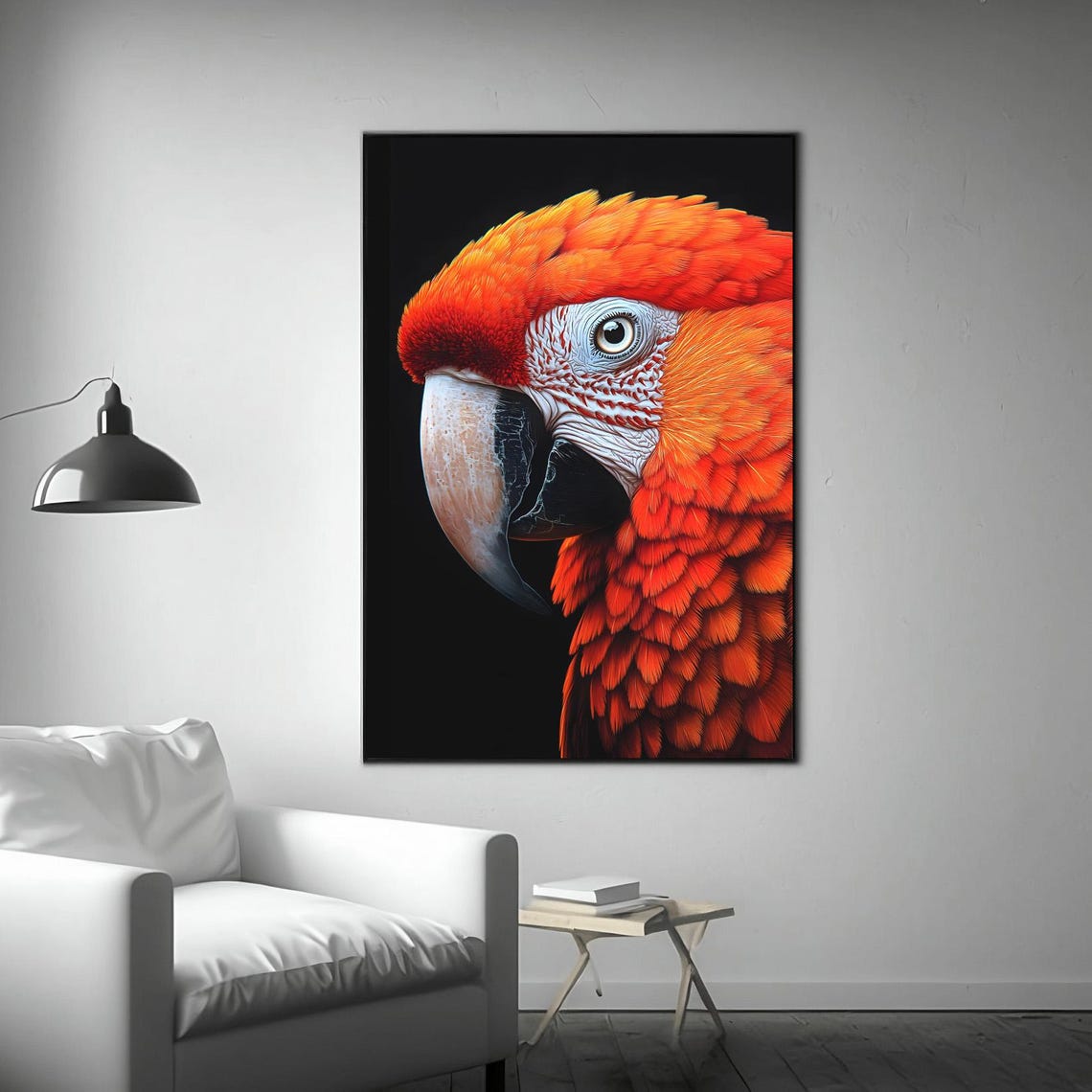 Scarlet Macaw Close Up Fiery Red Feathers Tropical Bird Wall Print - Image 3