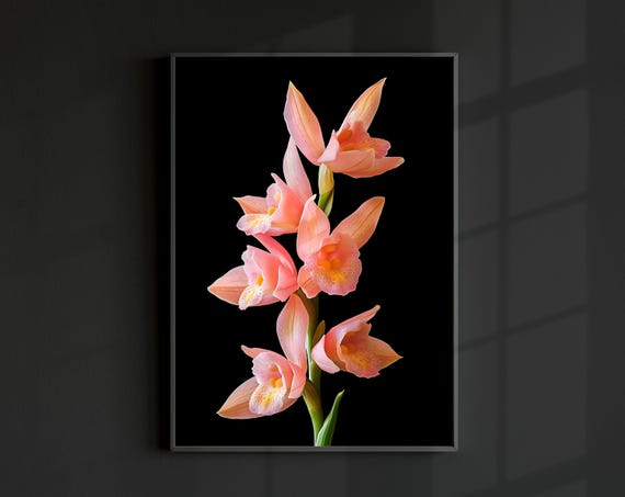 Orchid Floral Botanical Art Print, Minimal Modern