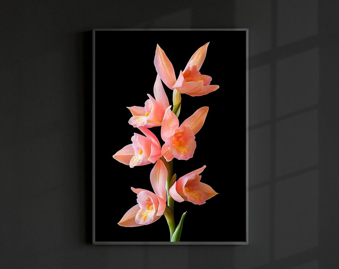 Orchid Floral Botanical Art Print, Minimal Modern