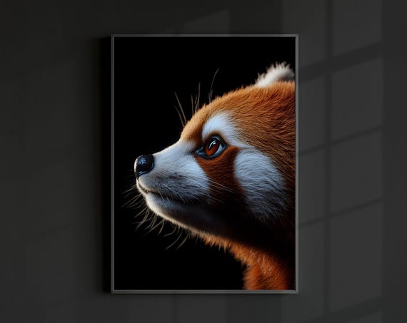 Red Panda Photo Poster, Minimal Modern Wildlife