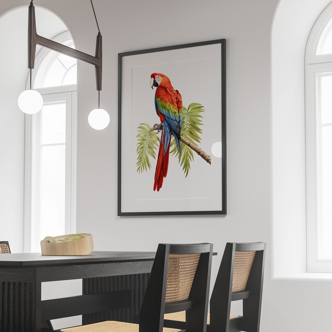 Scarlet Macaw Minimal Poster, Tropical Bird Decor - Image 3