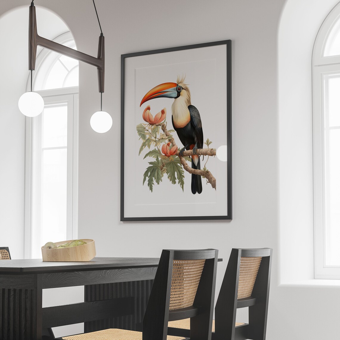 Hornbill Botanical Guide Bird Poster, Tropical Bird - Image 3