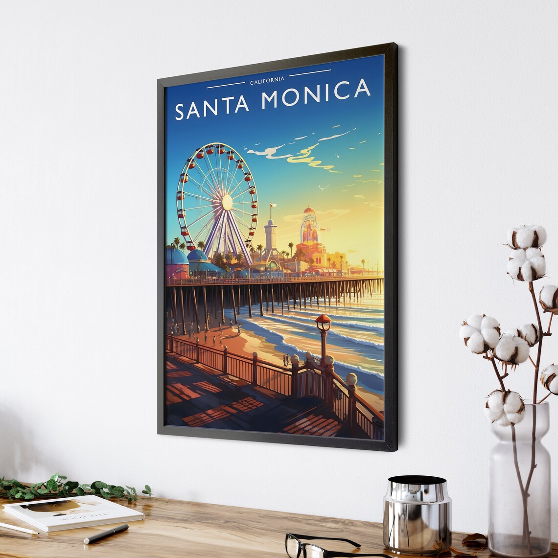Santa Monica Travel Poster, California Travel Art - Image 4