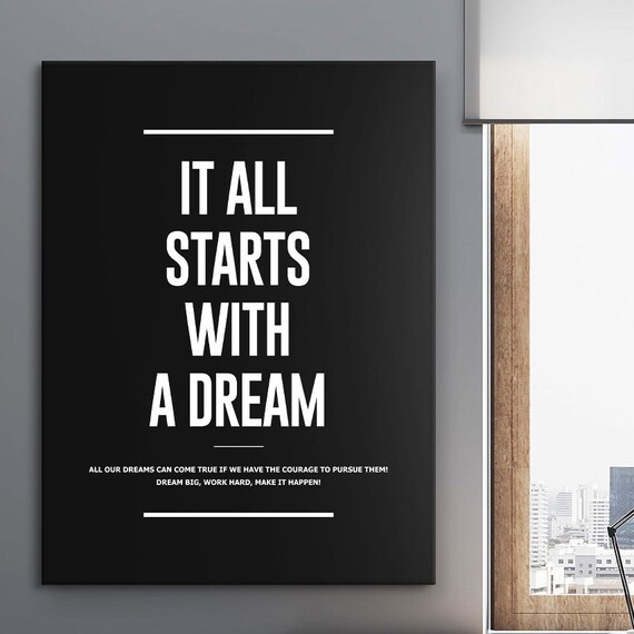 Dream Big Inspirational Quote Canvas Print Office Wall Decor Motivational Art Success Mindset Poster Inspiration Sign