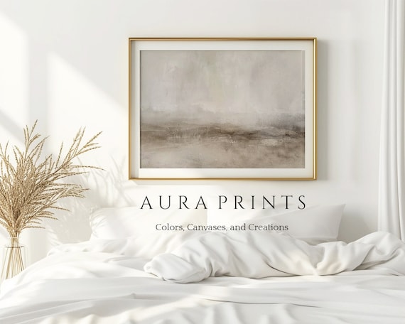 Minimalist Fog Landscape Abstract Art Muted Tones Painting Contemporary Wall Serene Decor 00126