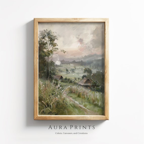 Asian Rice Terraces At Sunrise Wall Art Vintage Rustic Farmhouse Cottage Decor 0801