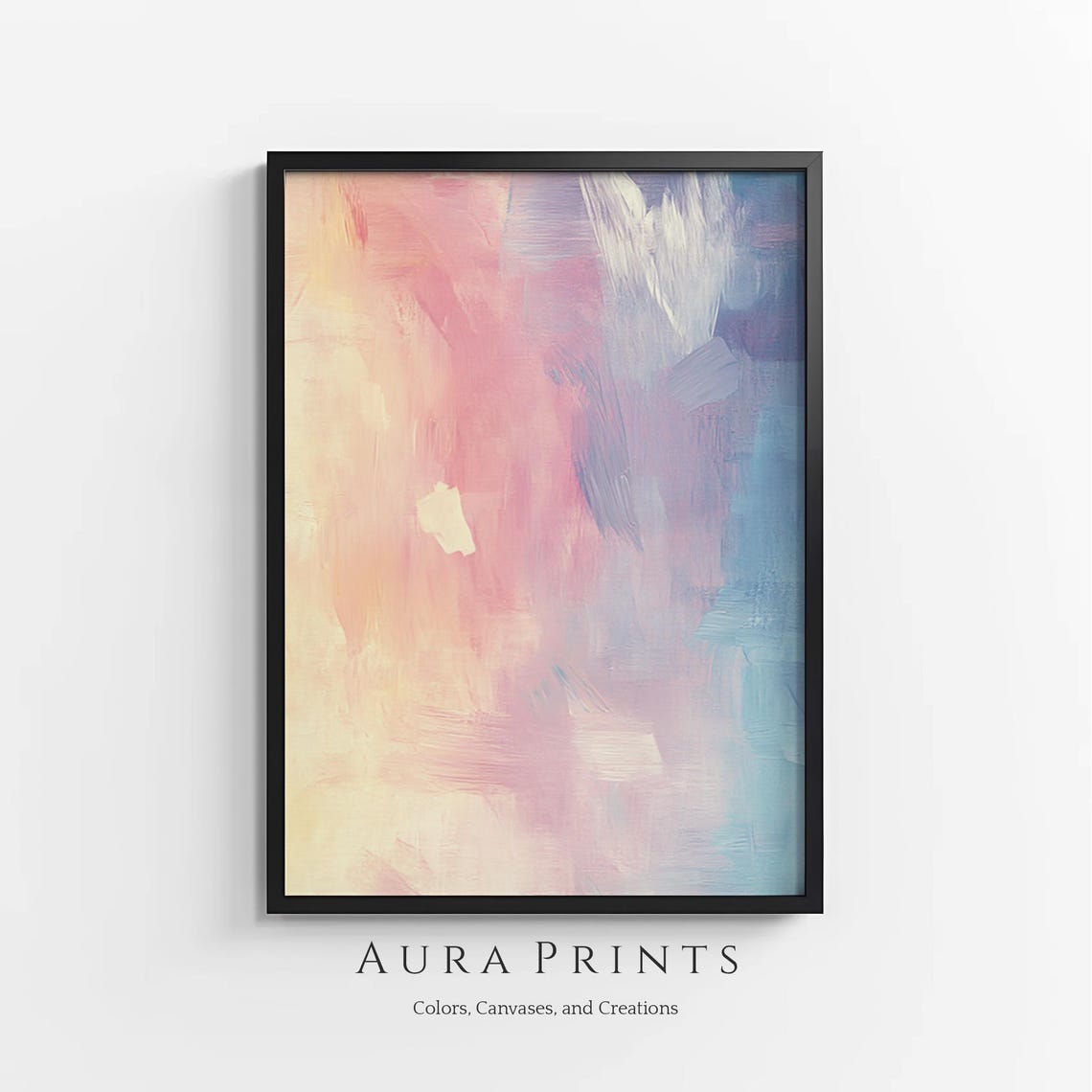 Soft Pastel Peach Pink Abstract Brushstroke Painting Wall Art