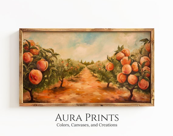 Peach Orchard Wall Art Serene European Countryside For Samsung Frame Tv Muted Pastels Decor 0708