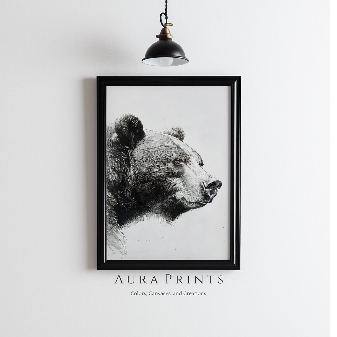 Powerful Bear Sketch Nature Art Vintage Wall Decor Gift 0938