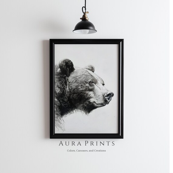 Powerful Bear Sketch Nature Art Vintage Wall Decor Gift 0938
