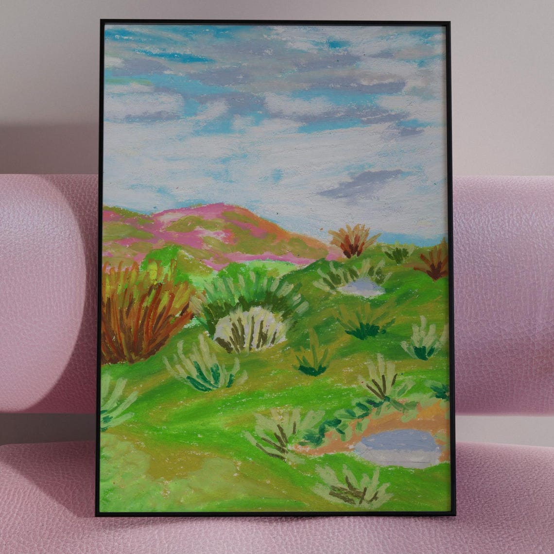 Colorful Mountain Landscape Art Print Greenery Scenery