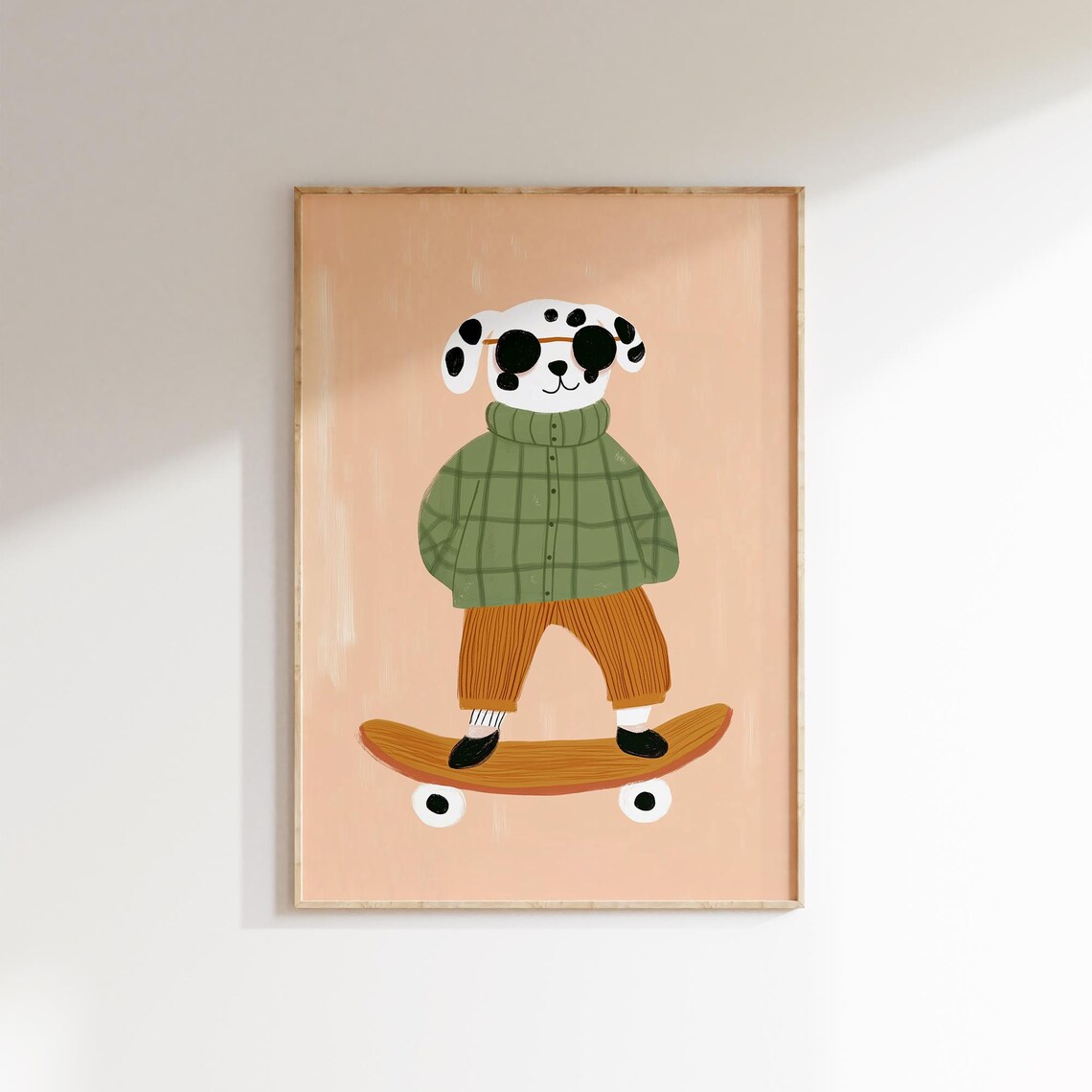 Skateboarding Dog In Round Sunglasses Cool Kids Room Art Poster - Image 4