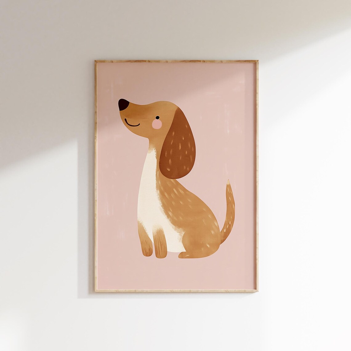 Smiling Dachshund Dog Pink Background Kids Room Nursery Wall Art - Image 2
