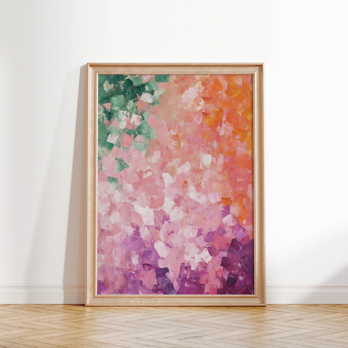 Pink Green Purple Gradient Abstract Textured Blossom Field Poster - Image 2