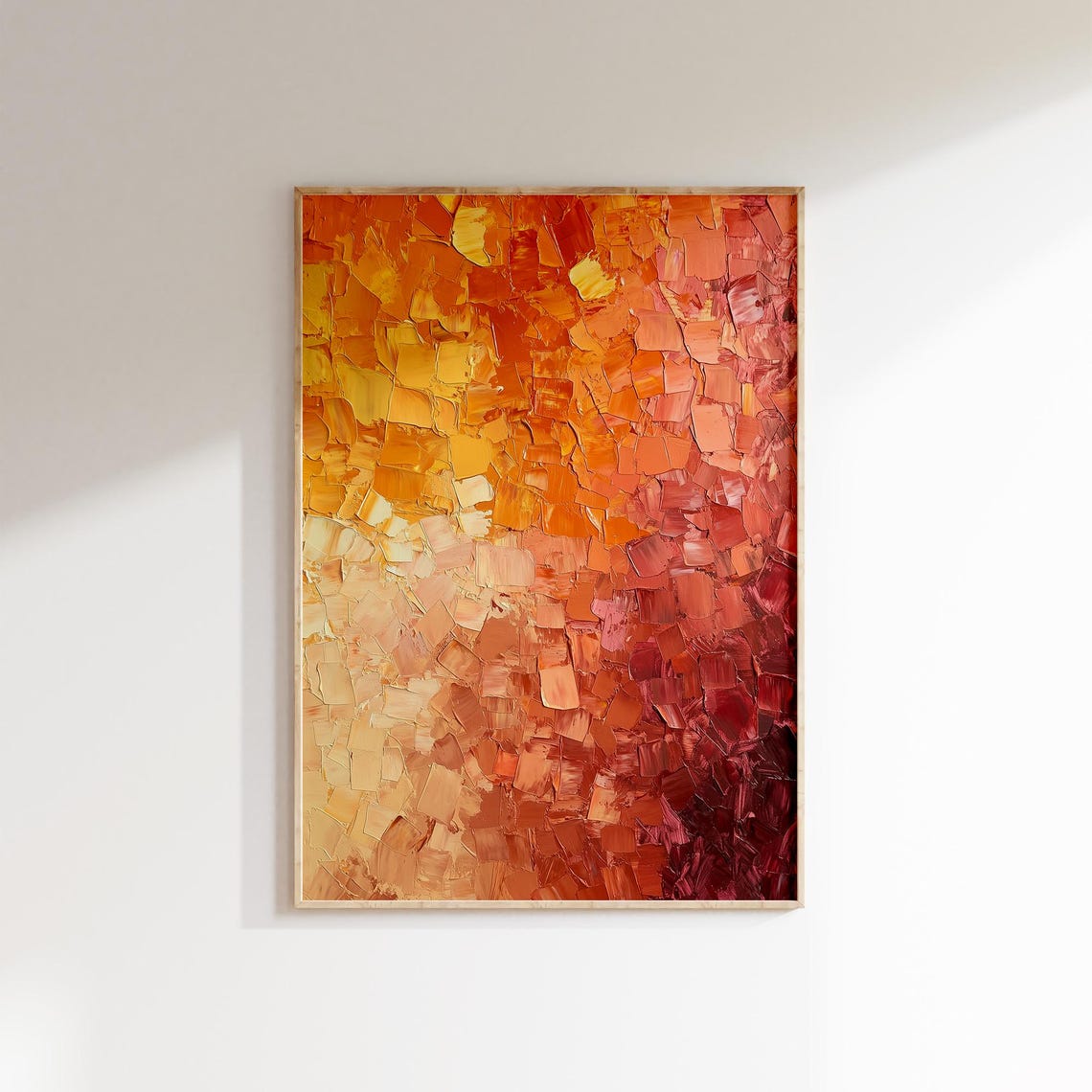 Golden Amber Sunset Red Textured Impasto Abstract Warm Art Poster