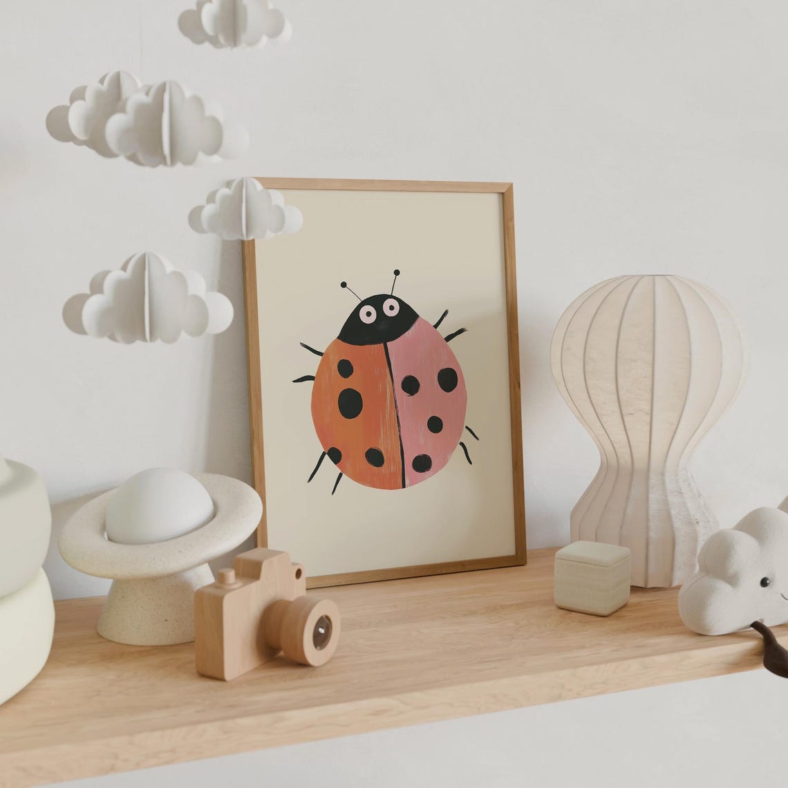 Ladybug Wall Art Kids Room Nature Inspired Nursery Decor Bug Illustration