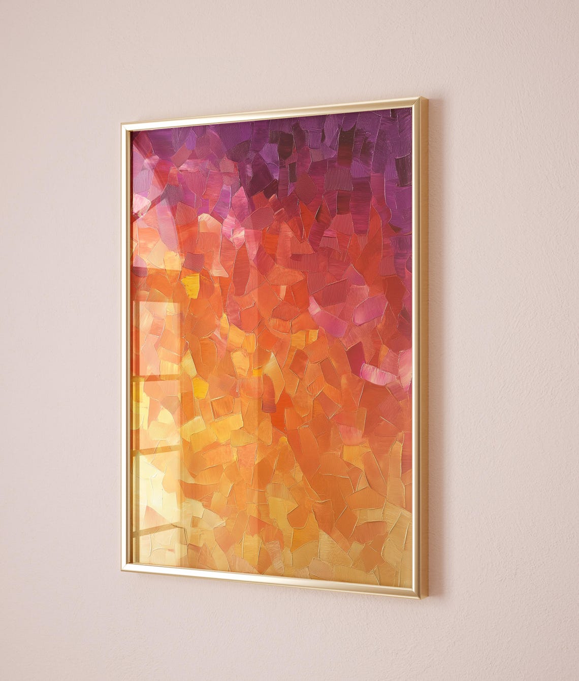 Violet Red Orange Gold Sunset Ombre Textured Abstract Art Poster - Image 2
