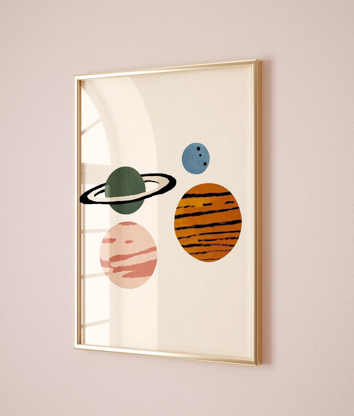 Cosmic Planets Print Modern Space Nursery Art Kids Room Decor Solar System Art Educational Print