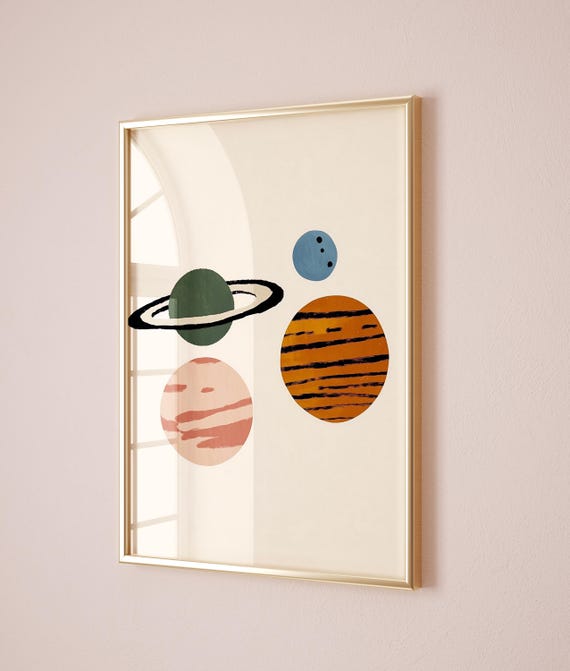 Cosmic Planets Print Modern Space Nursery Art Kids Room Decor Solar System Art Educational Print