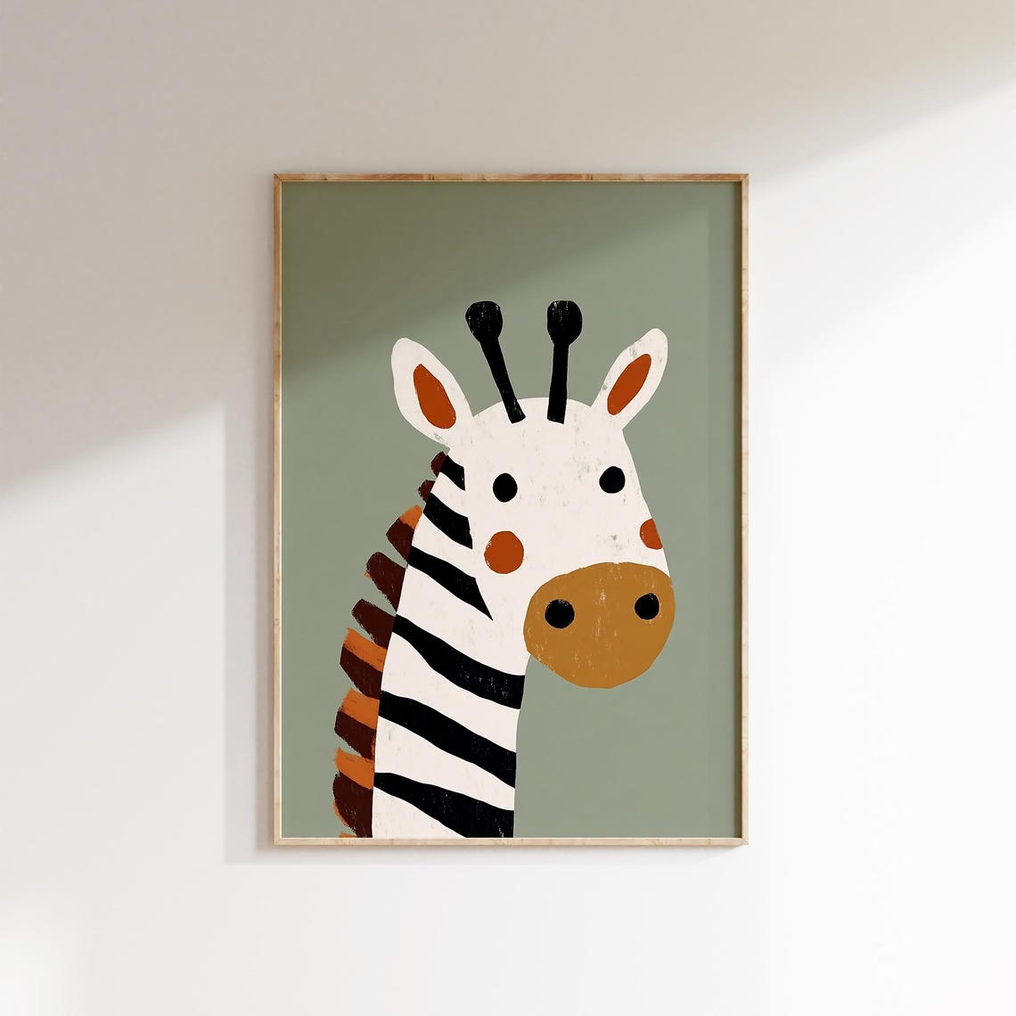 Cute Zebra Portrait Safari Animal Nursery Kids Room Wall Poster