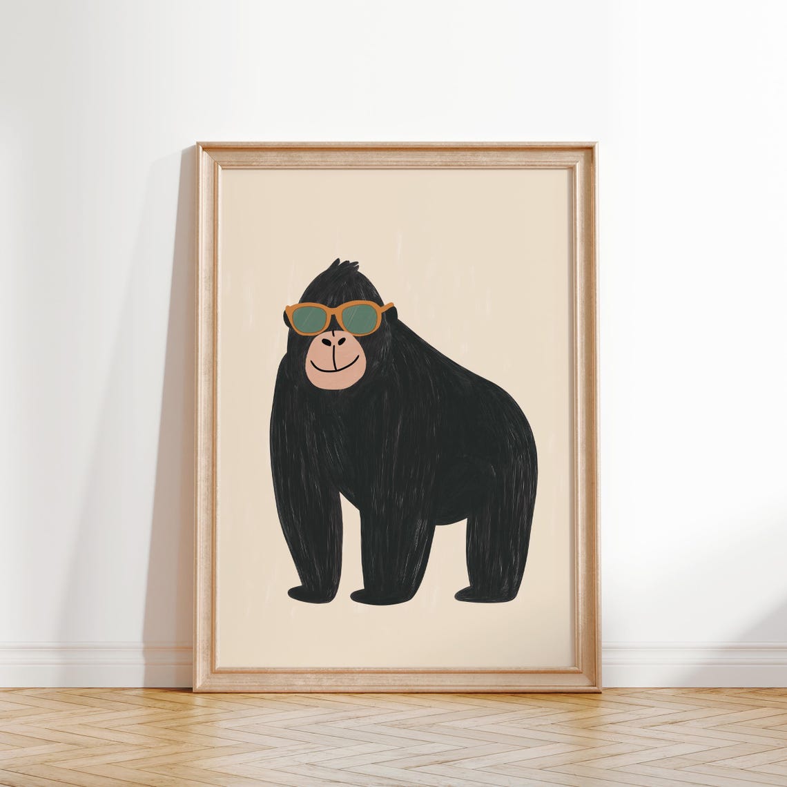 Cool Gorilla with Green Sunglasses Playful Kids Room Wall Art - Image 2