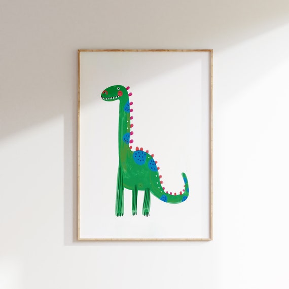 Dinosaur Print Dinosaur Kids Room Decor Nursery Animal Prints Gender Neutral Playroom Decor Art