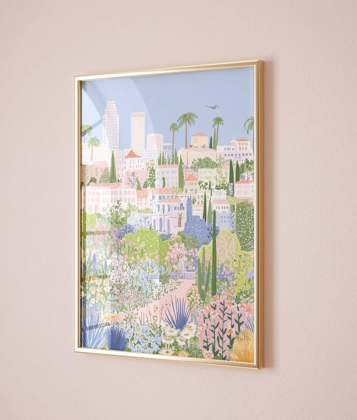 Los Angeles Skyline Wildflower Garden Palm Trees Spring City Poster - Image 5