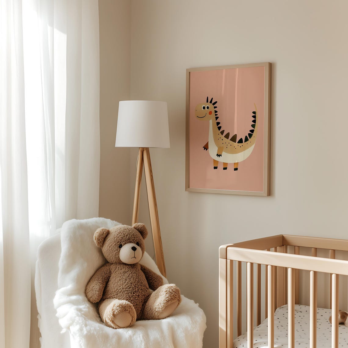 Giraffe Spotted Long Neck Dinosaur Sweet Kids Dino Art Poster - Image 3