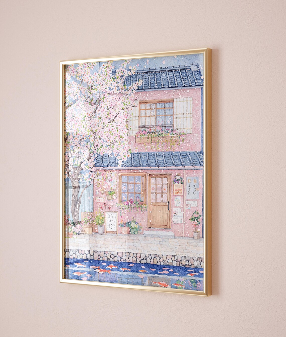 Kyoto Cherry Blossom House Traditional Japanese Spring Pond Poster - Image 2